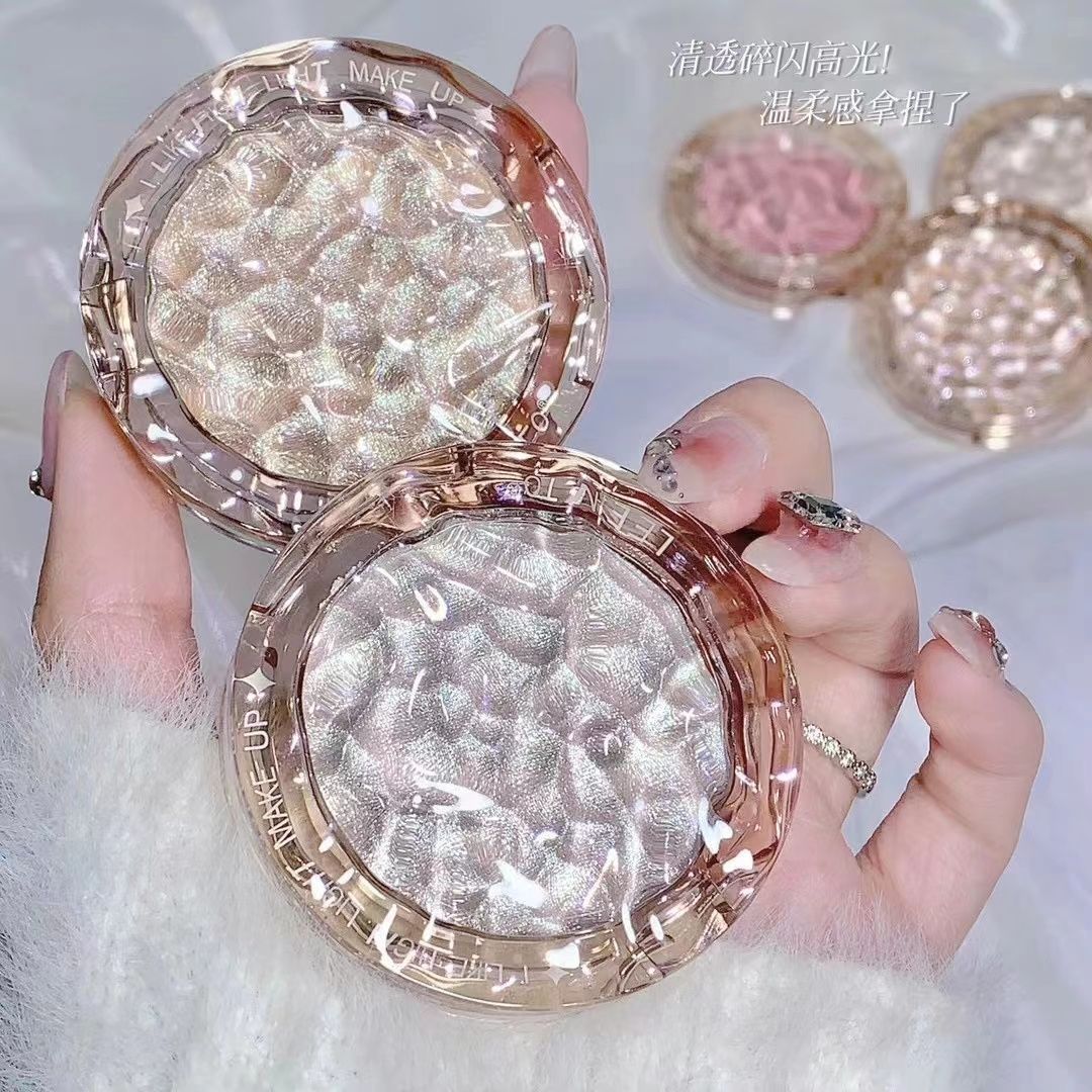 LEEINTO Crystal Bright Wave Light highlight powder cake mashed potato diamond gradient highlight nude makeup brightening fine flash repair female