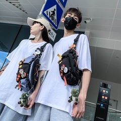 Crossbody bag for men, ins fashion small bag, casual trendy brand chest bag, student waist bag, Japanese style nylon shoulder bag for women