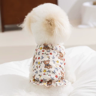 春夏季狗狗衣服可爱小熊碎花吊南瓜裙泰迪比熊小型犬猫咪宠物衣服