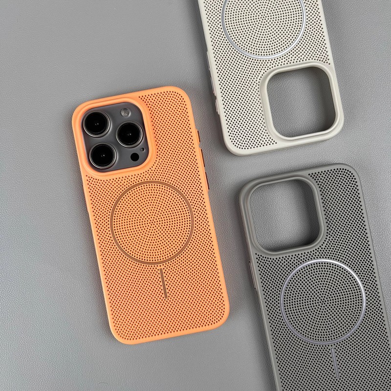 散热细圈磁吸适用iPhone17promax手机壳夏季网壳苹果16透气保护套|undefined