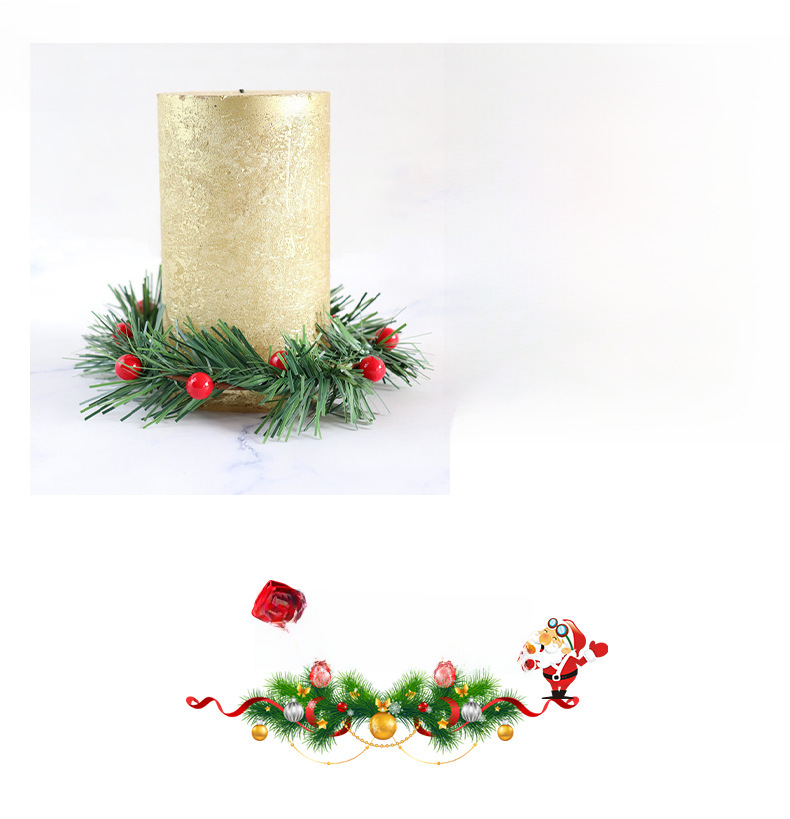Christmas wreath simulation candle holder red berry wreath grass strip red berry pine needle home decoration price promotion_voghion.com