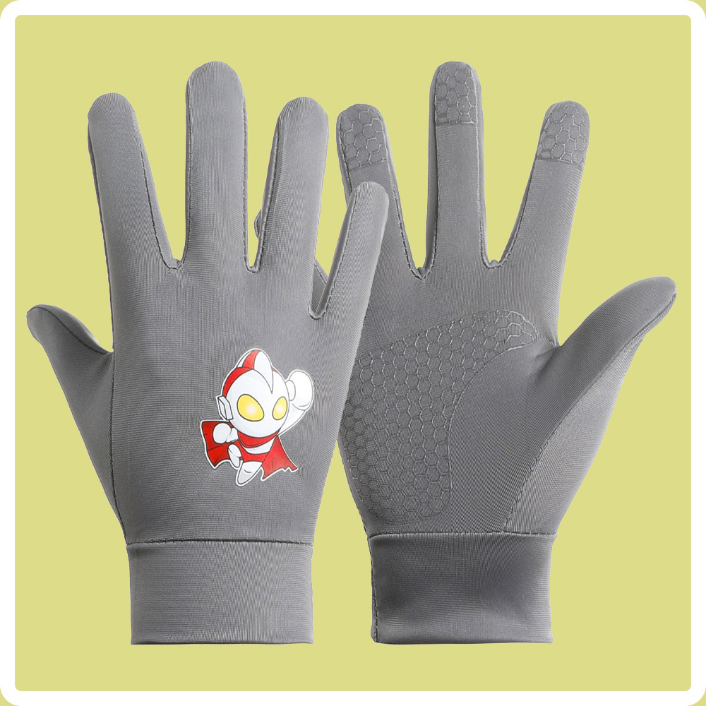 Guantes finos para niños, de secado rápido, transpirable, antideslizante, alta elasticidad, primavera, otoño, verano, ciclismo, montañismo, protección solar, guantes de seda de hielo de cinco dedos