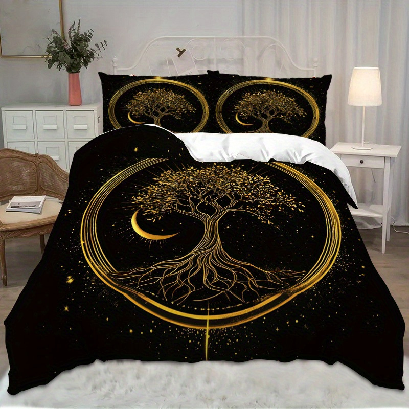 TEMU / JIT transfronterizo para brillante árbol de vida polido impresión digital kit de edredón textil para el hogar