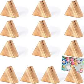 三角形木质照片夹桌子数字标志夹木制地方卡片夹姓名照片图片木架