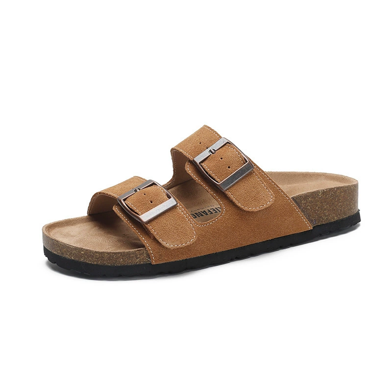 Retro beach slippers, sandals, genuine leather, large size  (43), plus size