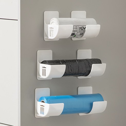 2-Pack No-Drill Storage Rack for Refrigerator Side, Storage Rack for Cling Film and Garbage Bags, Cabinet Storage Shelf