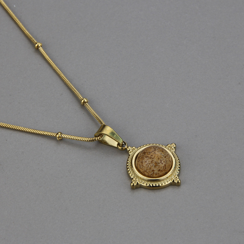 Simple Style Geometric Titanium Steel Pendant Necklace Earrings Artificial Gemstones Stainless Steel