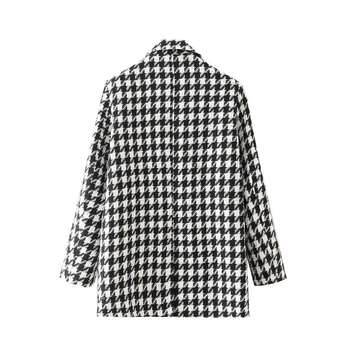 Houndstooth Double-Breasted Woolen Blazer Jacket NSXFL105306