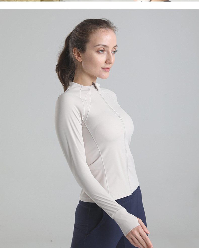 Women's Slim-Fit Zip-Up Yoga Jacket, Lightweight Quick-Dry Nylon Spandex Athletic Top, Breathable Second Skin Layer For Gym & Casual Wear_ecoleips.com