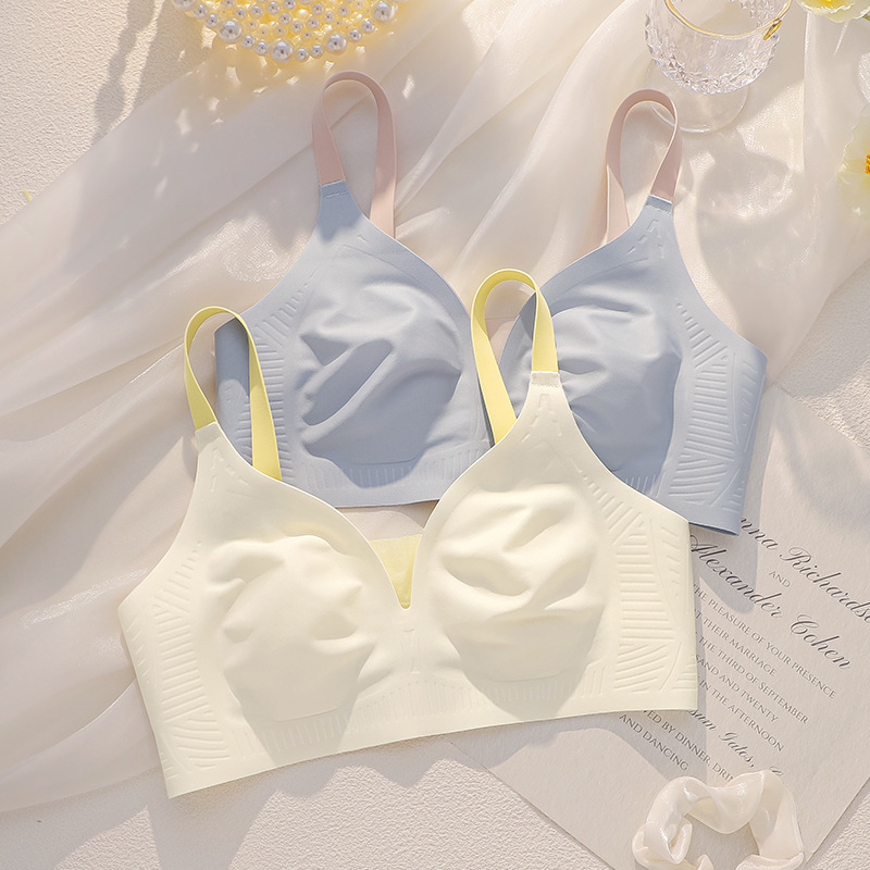 Seamless Comfortable Soft Support Jelly Strip Bra for Girls Without Underwire, Gathers and Minimizes Large Busts, Beautiful Back Bra