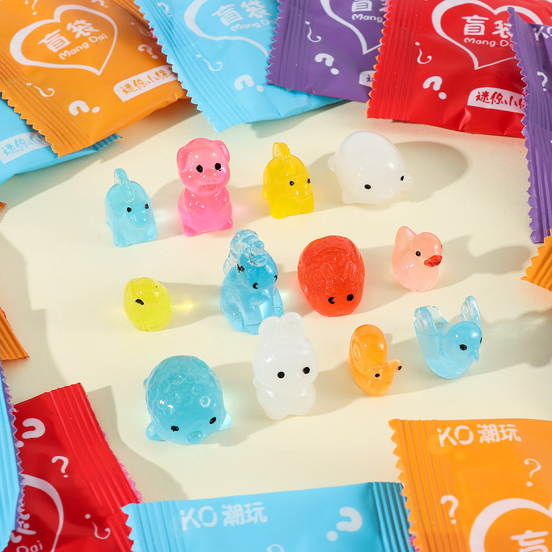 Glow-In-The-Dark Small Animal Cross-Border Popular Toy Tiktok Blind Bag DIY Accessories Micro Landscape Car Resin Decoration