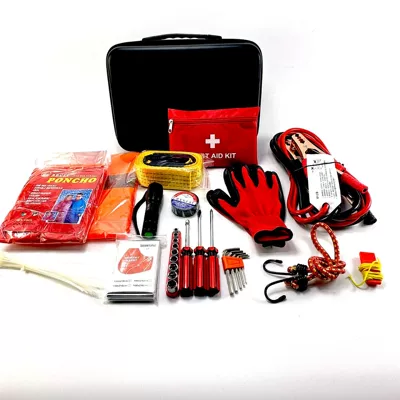52-Piece Set of Self-Driving Emergency Outdoor Car Emergency Kit, Vehicle Emergency First Aid Kit, Supports Printing of Logo (Other Automotive Safety Supplies) - 32x23x93cm-black