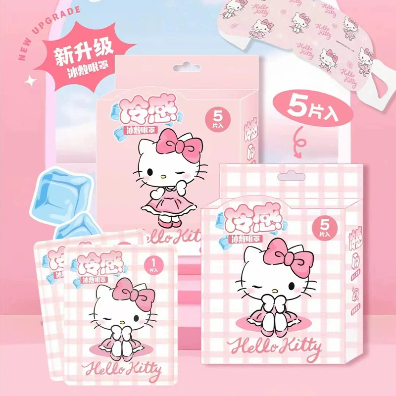 Оригинальный пакет со льдом Sanrio Hello Kitty, 5 штук для снятия усталости глаз, одноразовая маска для глаз с холодным компрессом для сна