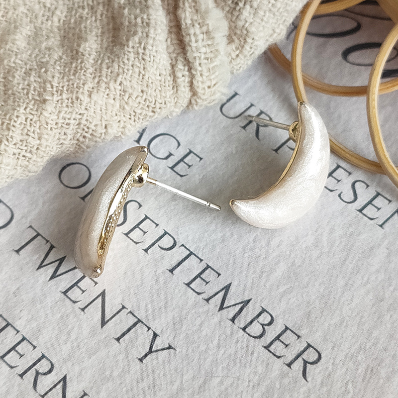 13g Weight Earrings Classification 1 Pair Quantity Holiday, Daily Occasion Alloy Material Moon Pattern Women's Gender Simple Style Style 1 Pair Simple Style Moon Alloy Earrings 6