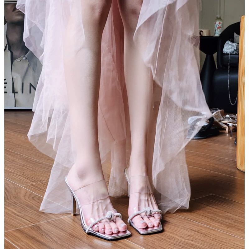 Маленькая водяная алмаз прозрачная лента на каблуках туфли на высоком каблуке сандалии женские туфли 416 #8188