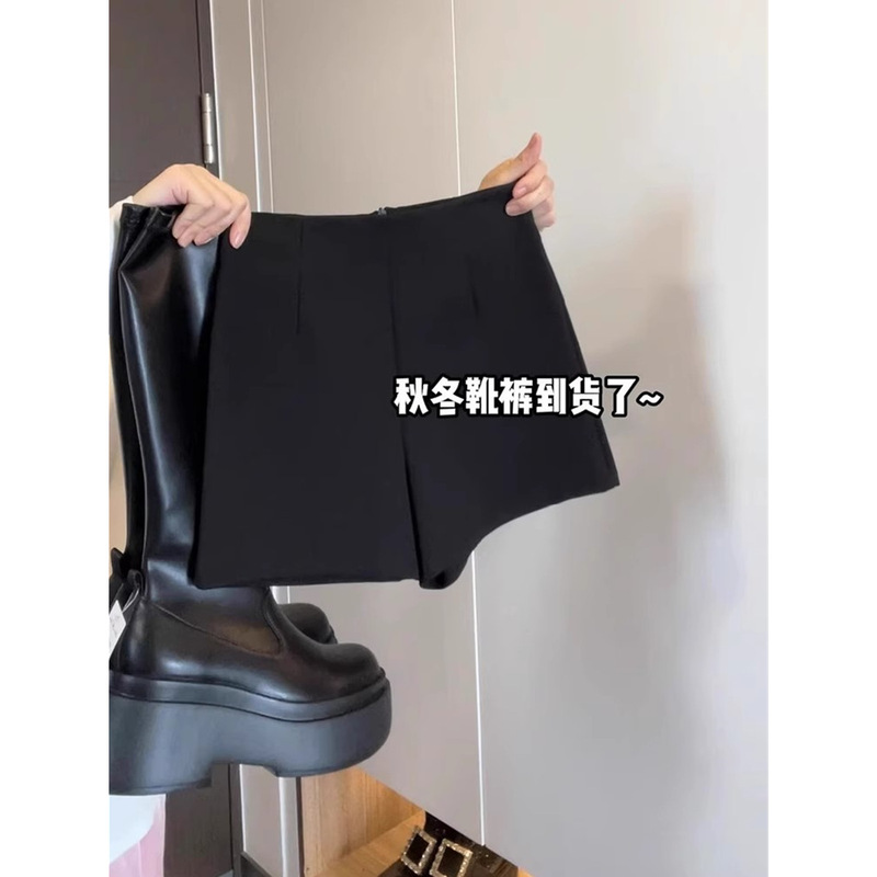 Black Shorts for Women, New Spring/Autumn 2026 High-Waisted A-Line Slim Fit Suit Shorts for Petite Figures, Plus-Size Outerwear Boot Shorts