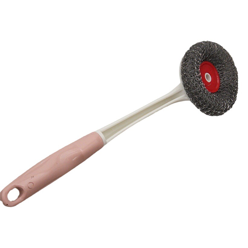 Factory steel wire cleaning brush hanging stainless steel wire brush household kitchen long handle pot brush wholesale