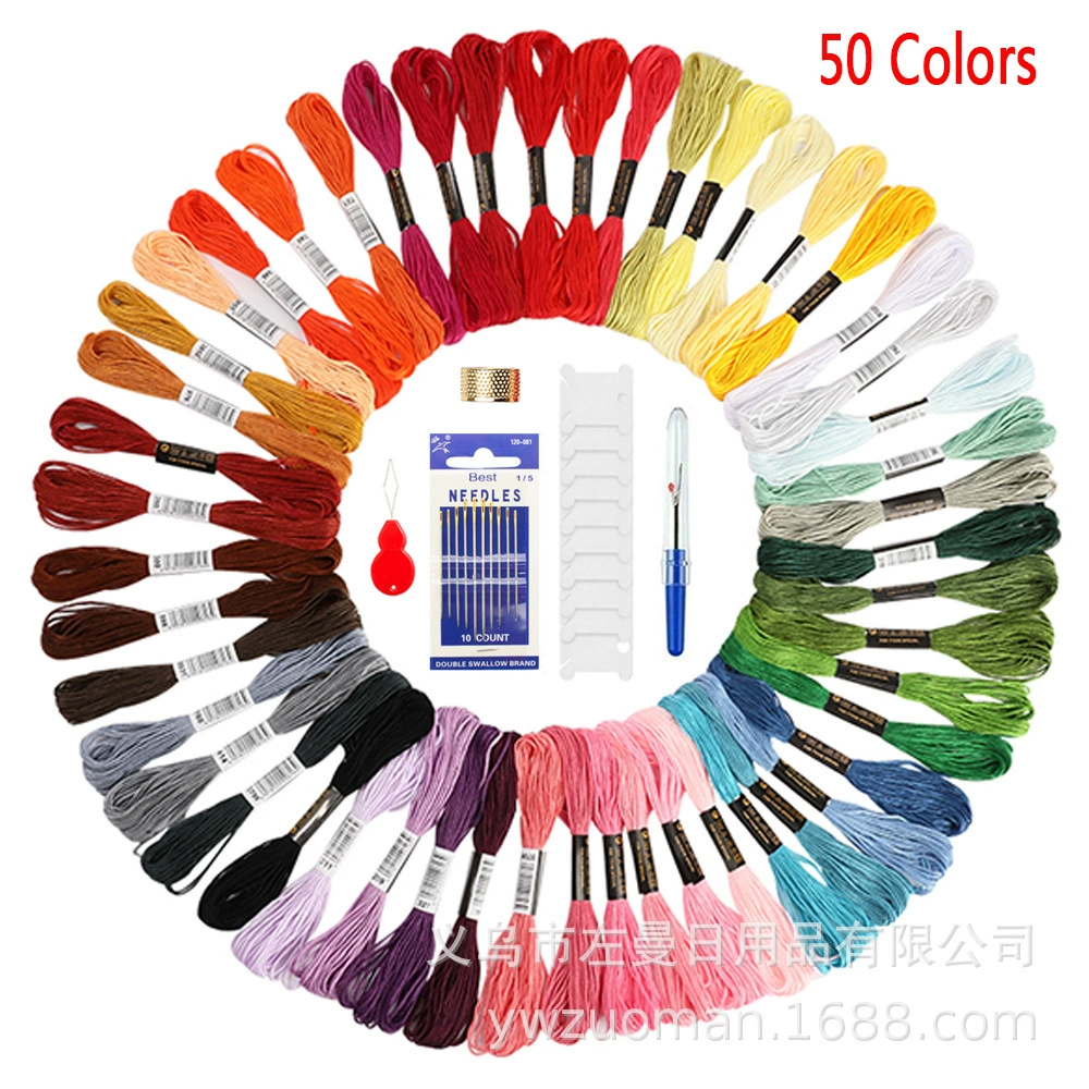 Нить для вышивания набор, 100 цветов хлопка, нити 8 м × 6‑нитей, assorted packaging