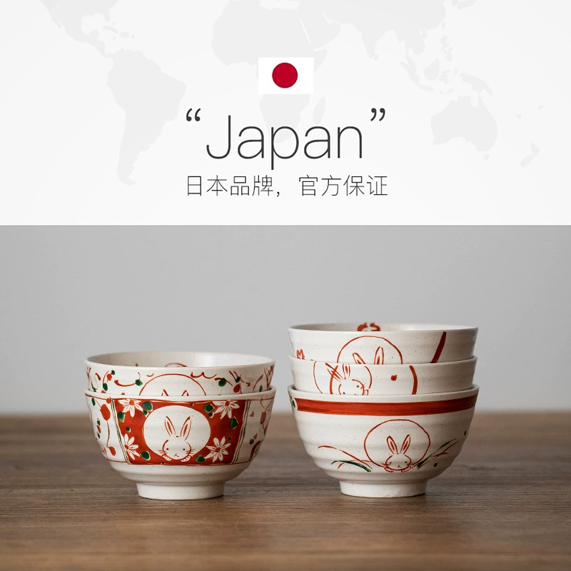Япония импортировала подлинные красивые жареные ветряные цветы снежный кролик керамические рисовые чаши