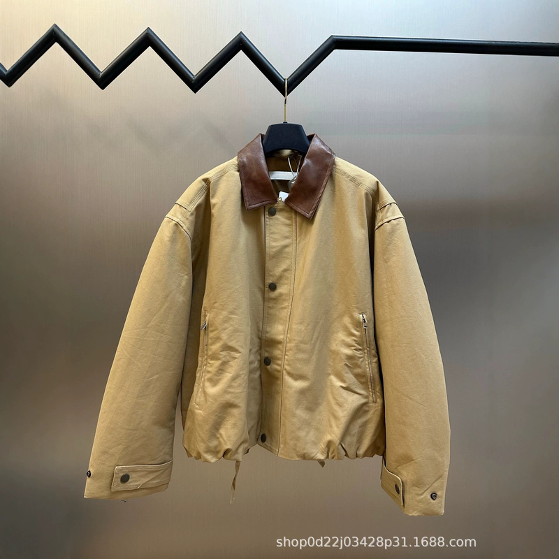 High-end AC brand 26 autumn/winter leather logo twill jacket, loose fit, casual and versatile for both men and women High-end AC brand 26 autumn/winter leather logo twill jacket, loose fit, casual and versatile for both men and women