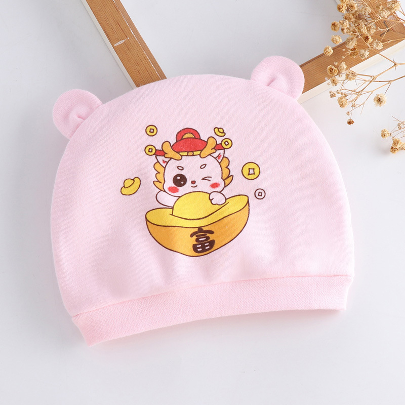 0--1 Sombrero de bebé recién nacido primavera y otoño algodón peinado para bebés de dibujos animados para hombres y mujeres cuatro estaciones sombrero de neumáticos a prueba de viento sombrero de puerta de goma