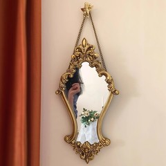 レトロな彫刻の美人の鏡の中古の軽い豪華な壁掛けのヨーロッパ式の鏡の化粧の鏡の組み合わせの装飾画は化粧を配合します。