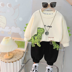 Children's Autumn Set 0-2-4 Years Old Korean Style Cute Baby Dinosaur Long Sleeve Sweatshirt Spring and Autumn Two Pieces