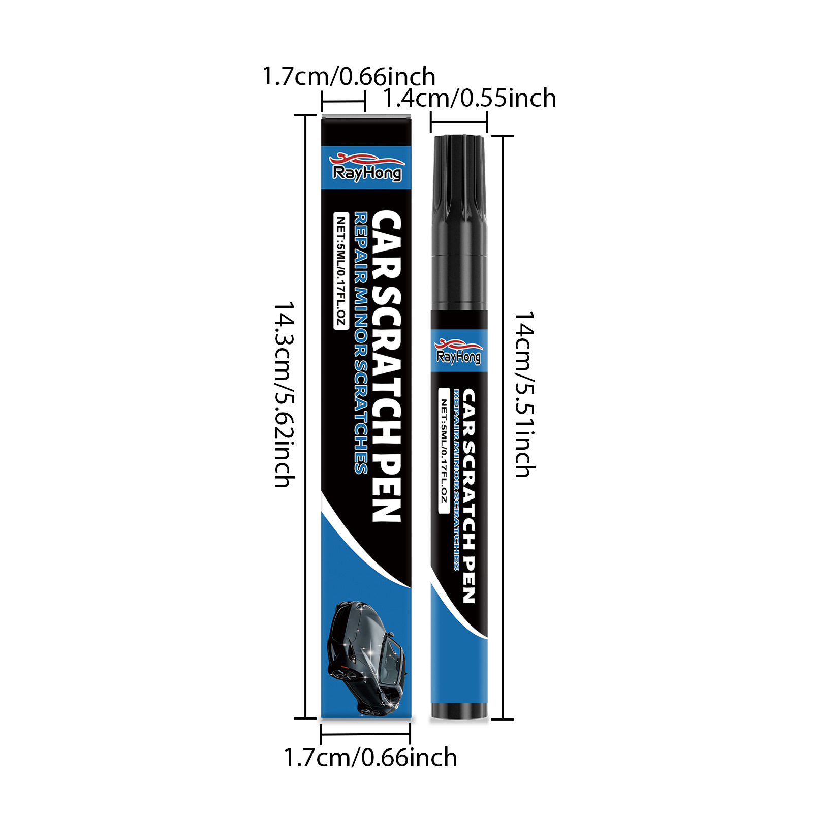 Rayhong Car Paint Light Scratch Pen Car Paint Scratch Two-In-One Touch Pen Convenient Care Touch-Up Paint