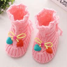 嬰兒毛線鞋0-8個月男女寶寶春秋新生鞋襪步前防掉滿月12廠家批發