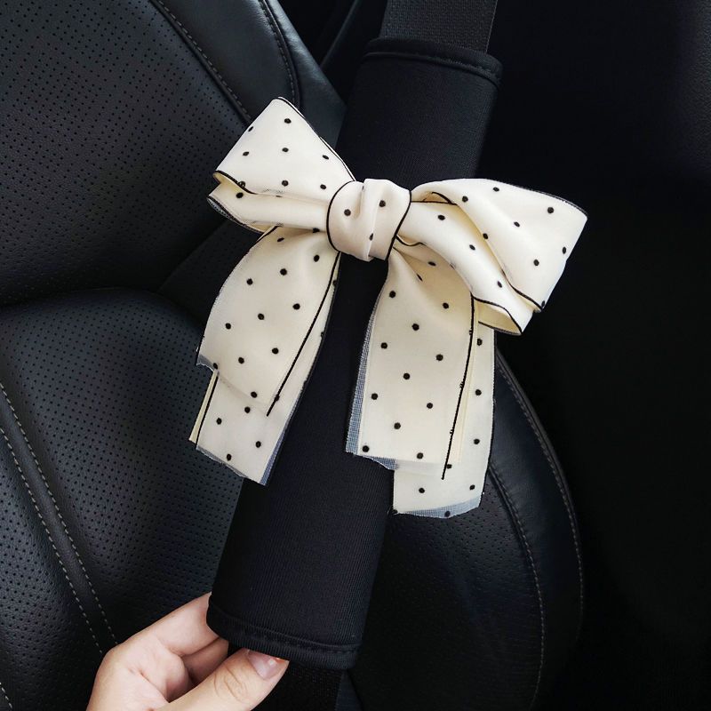 Summer Car Seat Belt Shoulder Cover Cute Goddess Bow Extended Anti-strangle Pair Internet Celebrity Car Interior Accessories