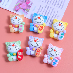 可愛招財貓卡通亮面手工diy奶油膠自製手機殼髮夾飾品樹脂配件