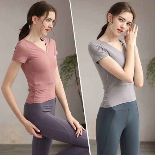Pilates clothes for women  summer high-end fashion professional sports fitness yoga clothes women's tops with chest pads