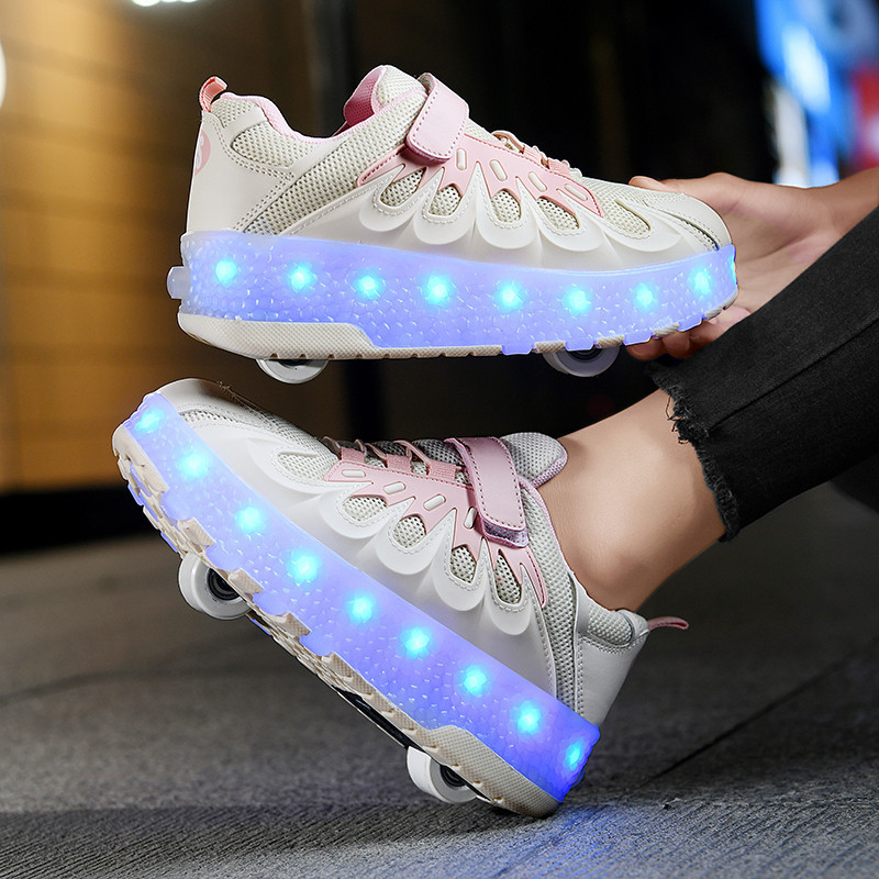 Cross-border exclusive for heywalk shoes manufacturers wholesale rechargeable luminous shoes LED lights children adult roller skating shoelace wheels Cross-border exclusive for heywalk shoes manufacturers wholesale rechargeable luminous shoes LED lights children adult roller skating shoelace wheels