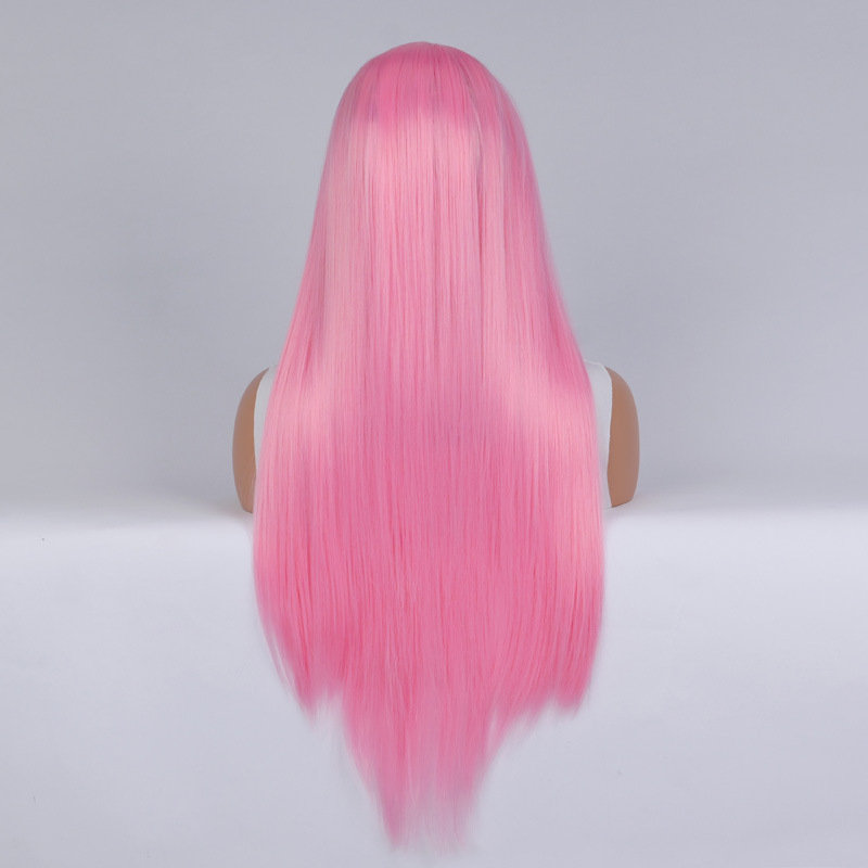 Synthetische Perücke, Halloween-Perücke, COS, farbiger Damen-Langknall, mittellanges Stirnband mit glattem Haar_voghion.com