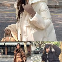 韩版羽绒服2025新款冬季中长款鸭绒加厚宽松外套淡人穿搭