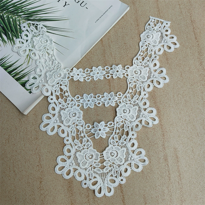 White protective underware handmade, false collar, V-neckline, DIY, with embroidery