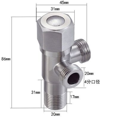 304不鏽鋼三通角閥壹進二出 4分冷熱加厚閥門雙出水三通四通角閥