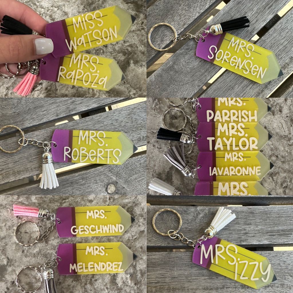 Keychain with letters with tassels