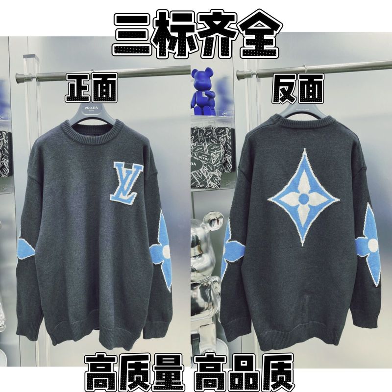 2025春秋新款潮牌字母满身logo圆领针织毛衣男女款宽松休闲上衣【|undefined