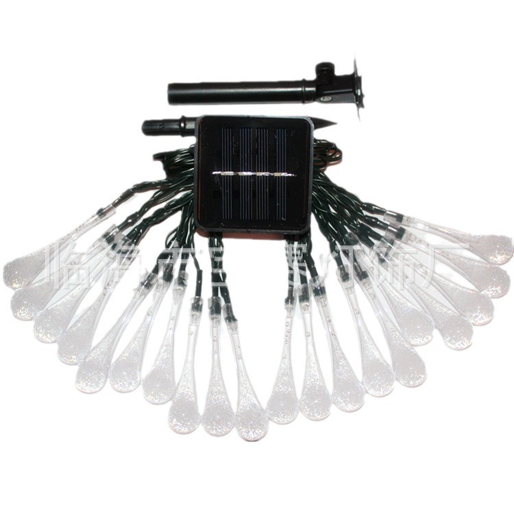 En stock suministro de agua solar gota luz cadena 20LED luces de colores Festival de Navidad patio luces decorativas al aire libre a prueba de agua
