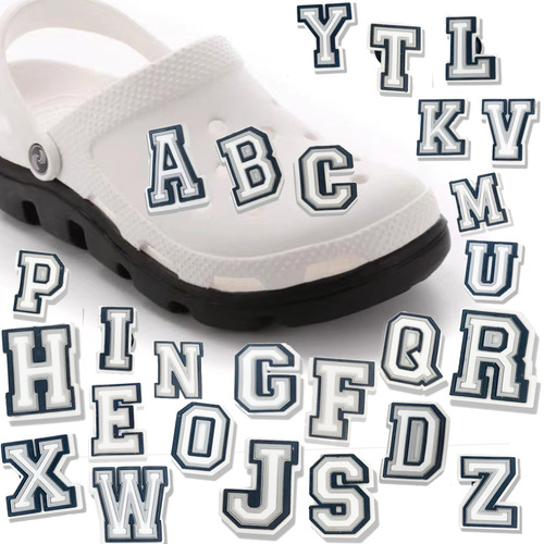 Black and White Letter Hole Shoes Decorations PVC Detachable Shoe Flowers Shoe Ties Personal Garden Shoes Shoe Accessories Wholesale