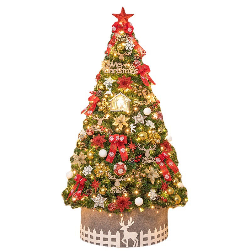 Nuevo paquete de decoración de árboles de Navidad transfronterizos para el hogar, serie dorada de estilo europeo, adornos de árboles de Navidad de PVC al por mayor