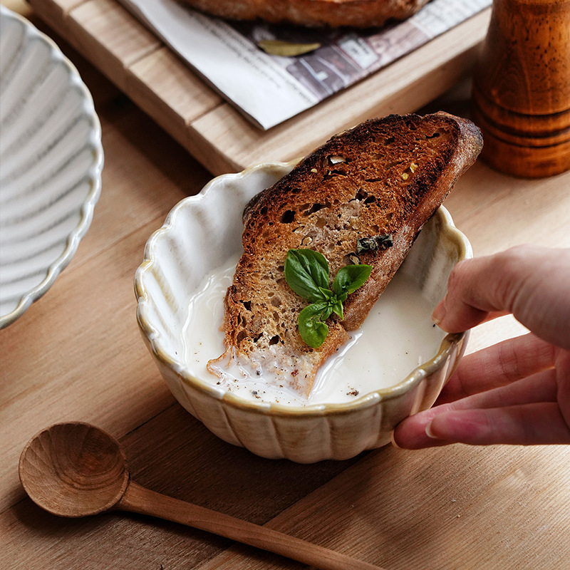 Plato de crisantemo, horno japonés y coreano, plato de cerámica esmaltado, platos de platos, platos de sopa, platos de comida occidentales, platos de platos