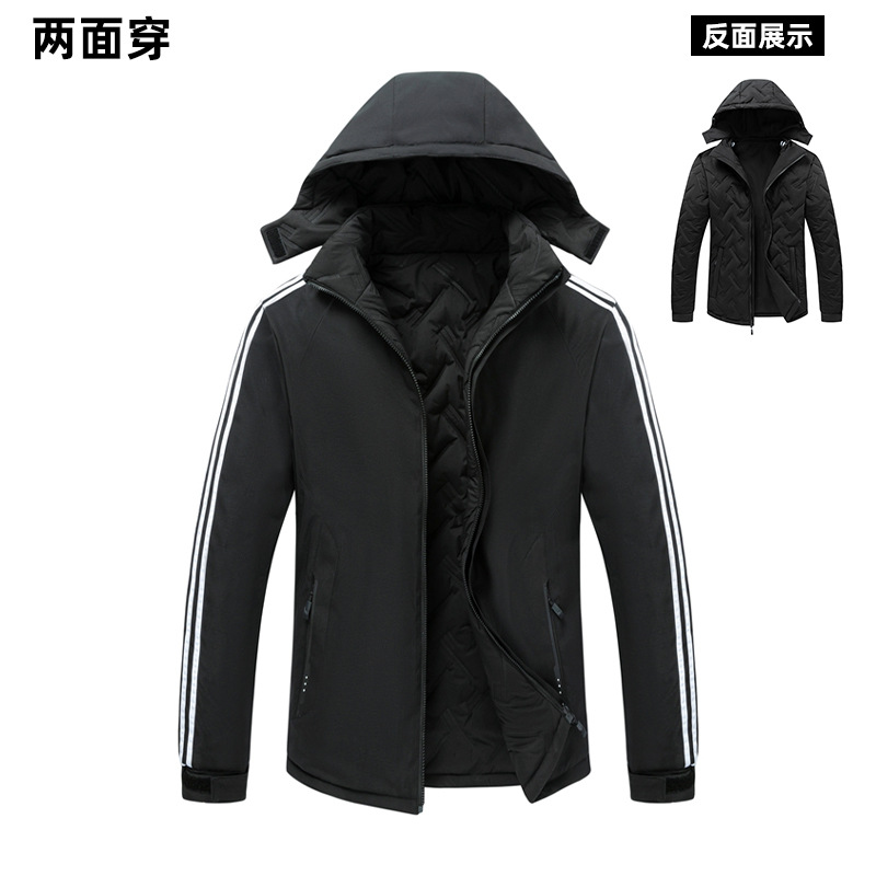 Nuevo sello de acero abrigo de algodón acolchado de doble cara abrigo de invierno para hombre sombrero desmontable abajo algodón más tamaño abrigo de algodón acolchado Suelto