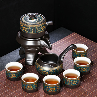 Lazy Tea Set for Home Use, Anti-Scalding Teapot, Ceramic Kung Fu Tea Cups, Stone Grinding Semi-Automatic Tea Brewing Practical