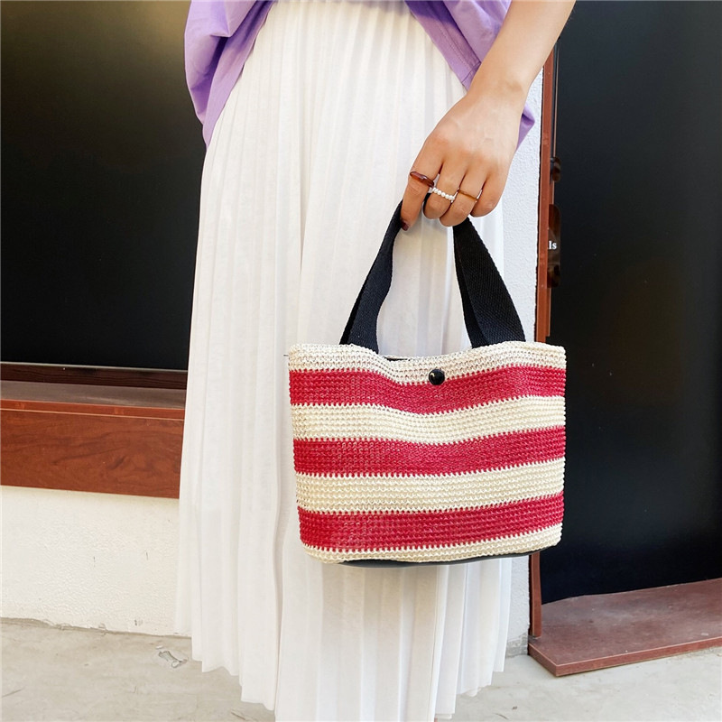 Straw-woven single-shoulder bag for women, new summer casual bag for middle-aged and elderly moms, simple lunch box handbag, export version undefined