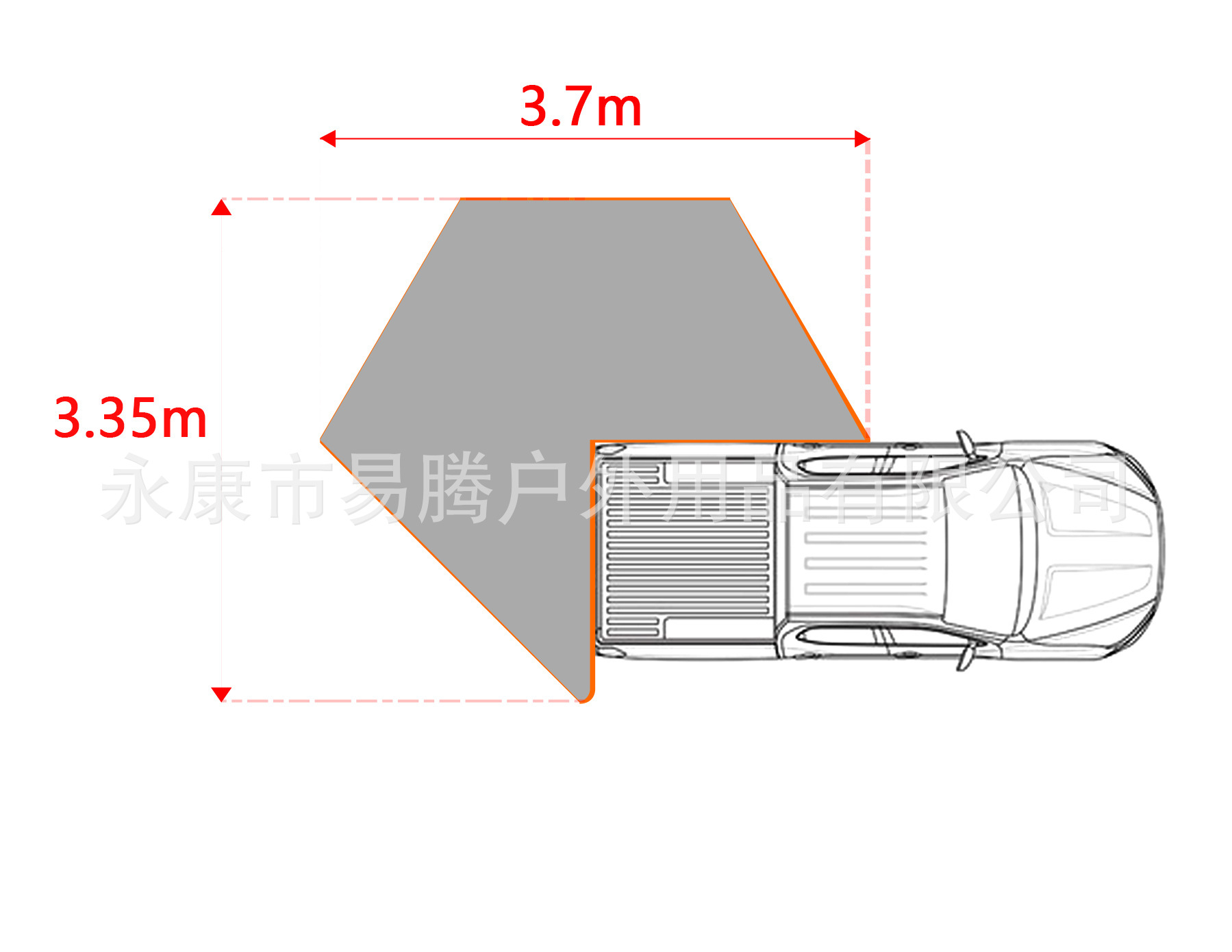 Car Side Canopy Aluminum Shell Suv Side Tent 270-Degree Quick-Open Sunshade Outdoor Camping Rainproof Sun Protection Car Tent