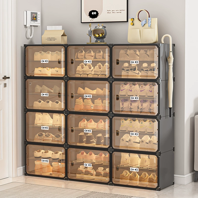 Простая стойка для обуви пластиковая домашняя дверь двери для хранения пыли артефакт прозрачный шкаф для обуви новый вход для пыли