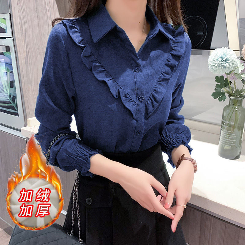 2025秋冬新款韩版灯芯绒长袖衬衫女洋气加厚衬衣|undefined