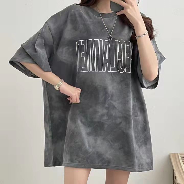Tie-Dye Short-Sleeved T-Shirt Women's Summer 2023 New Design Sense Niche Loose Student Large Size Sweet Spice Girl Top ins Trendy Tie-Dye Short-Sleeved T-Shirt Women's Summer 2023 New Design Sense Niche Loose Student Large Size Sweet Spice Girl Top ins Trendy